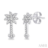 1/4 ctw Round Cut Diamond Palm Tree Earrings in 14K White Gold